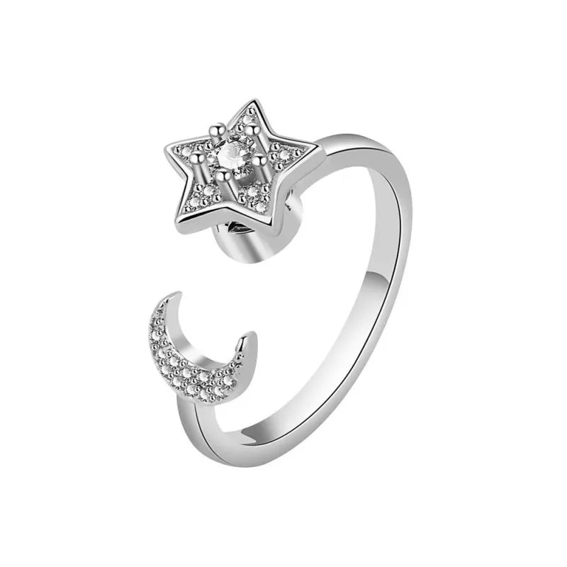 Galaxy Moon & Star Rotating Ring