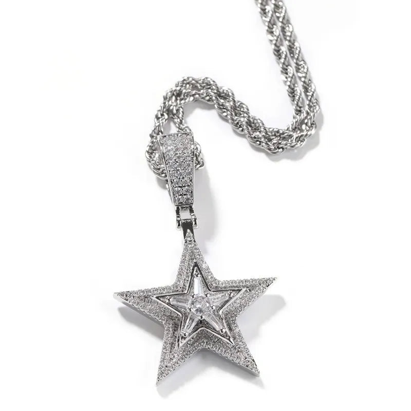 Spinning Iced Out Star Necklace