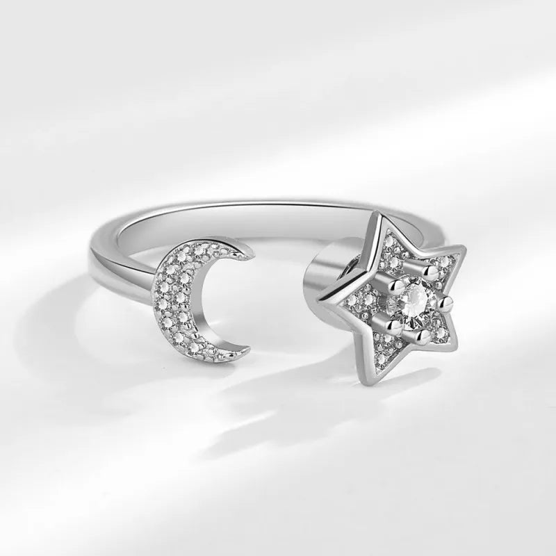 Galaxy Moon & Star Rotating Ring