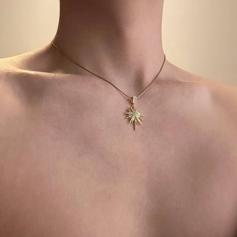 Waterproof Gold Starburst Necklace