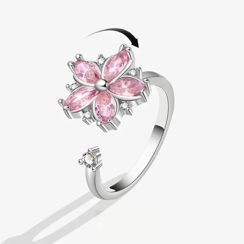 Sakura Pink Flower Spinning Ring