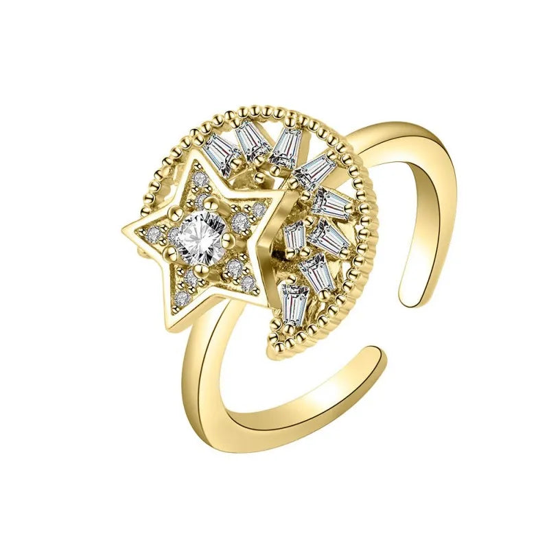 Luxury Starburst Spinning Anxiety Ring