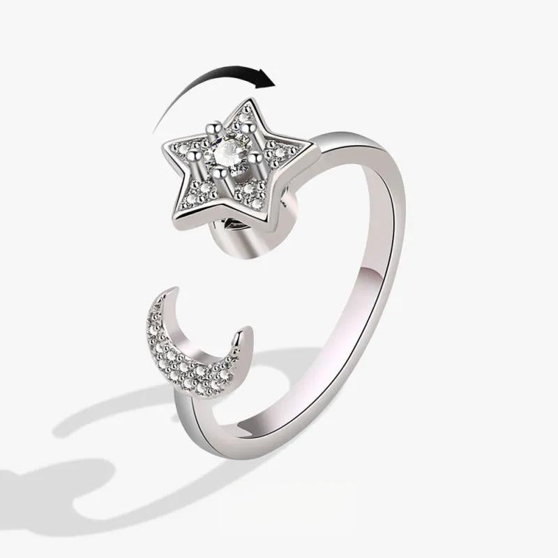Galaxy Moon & Star Rotating Ring