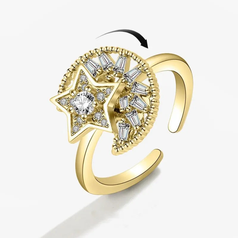 Luxury Starburst Spinning Anxiety Ring