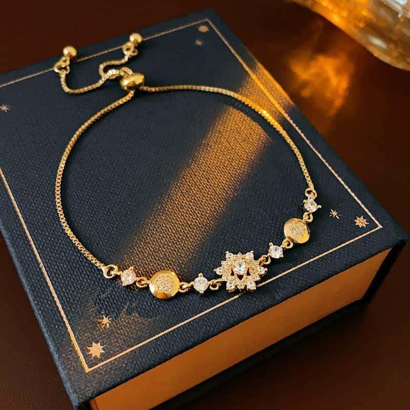Celestial Jewelry: Adjustable Starburst Bolo Bracelet