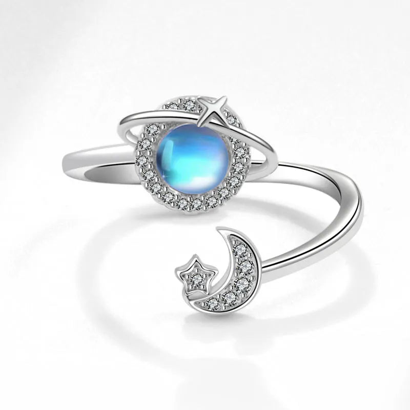 Rotating Planet & Moon Spinning Ring