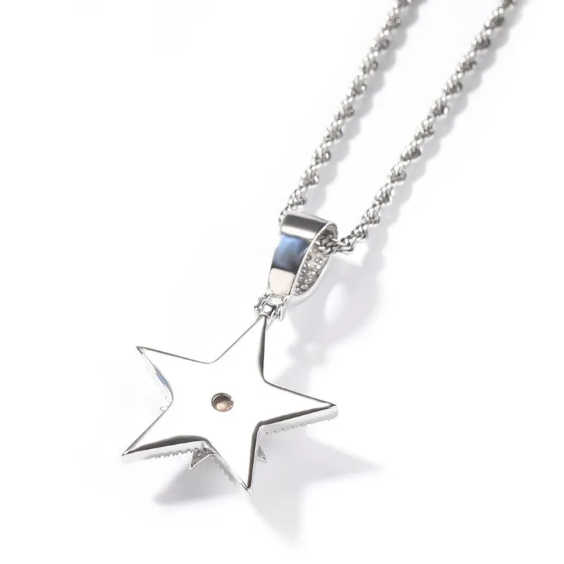 Spinning Iced Out Star Necklace