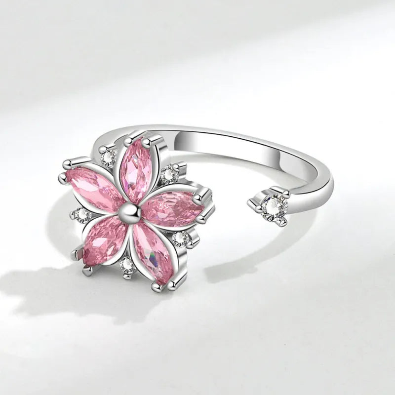 Sakura Pink Flower Spinning Ring
