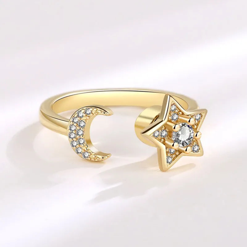 Galaxy Moon & Star Rotating Ring