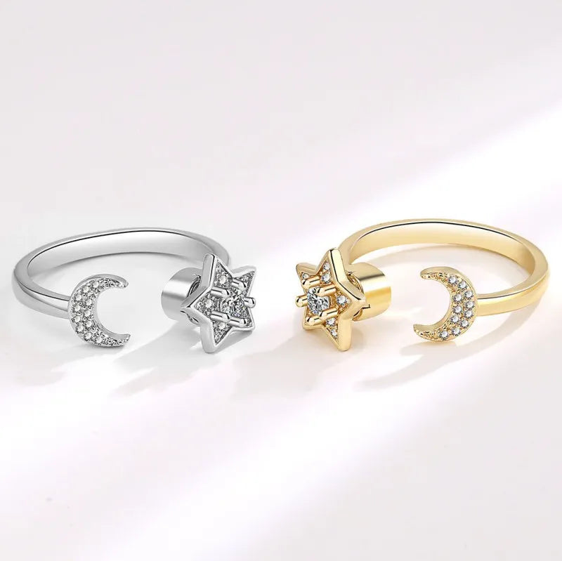 Galaxy Moon & Star Rotating Ring
