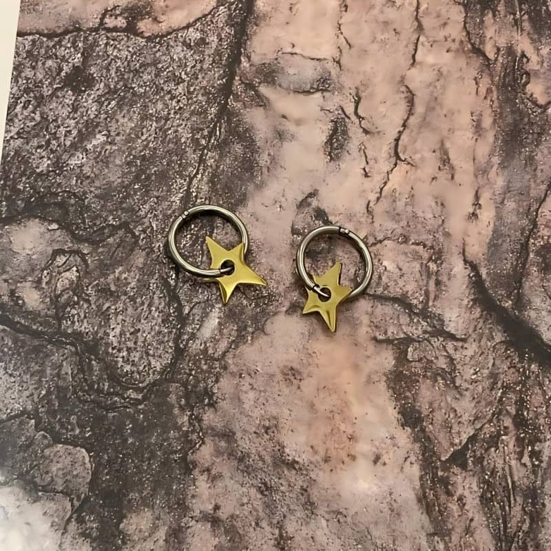 Minimalist Star Charm Hoop Earrings