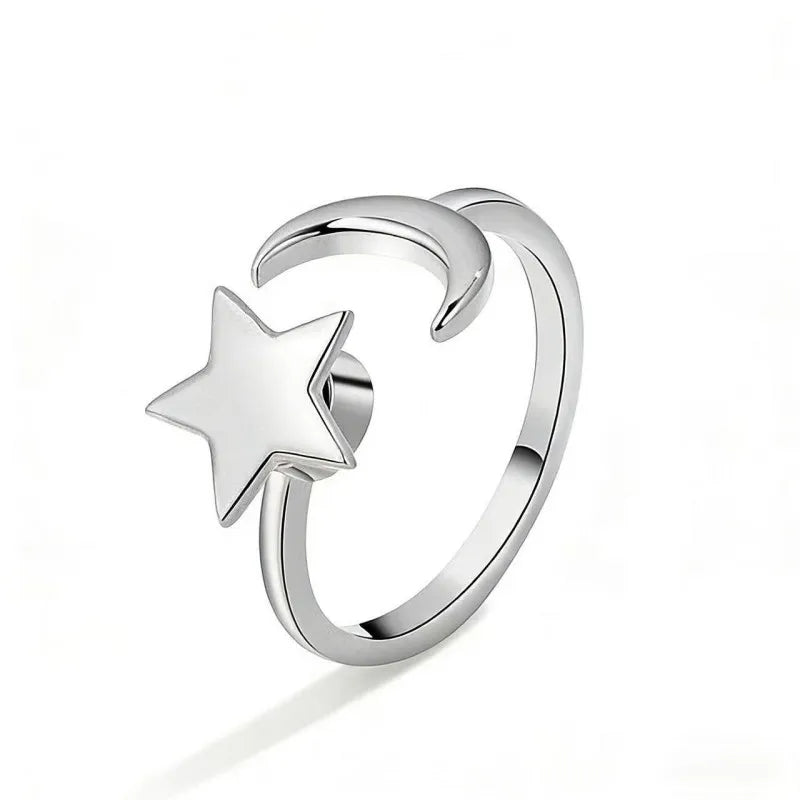 Celestial Moon & Star Spinning Anxiety Ring