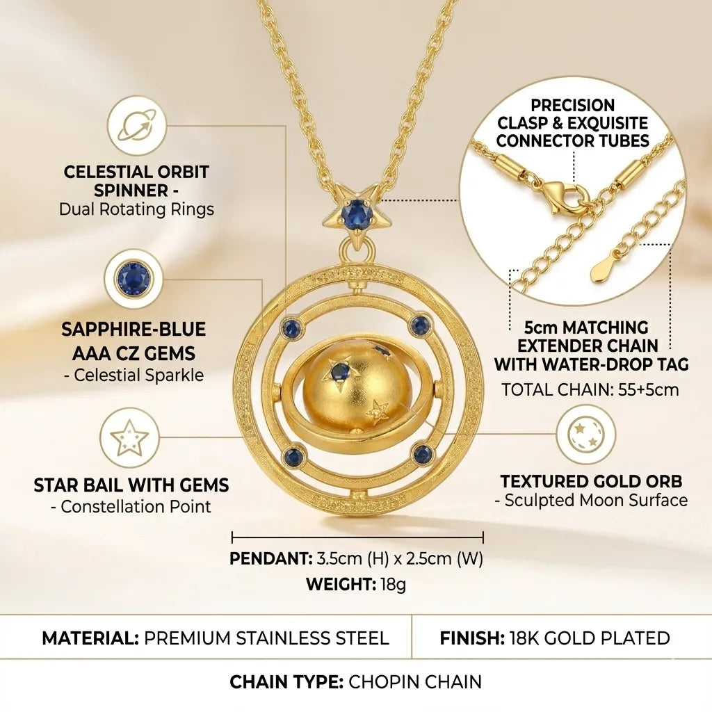 Celestial Orbit Spinner Necklace