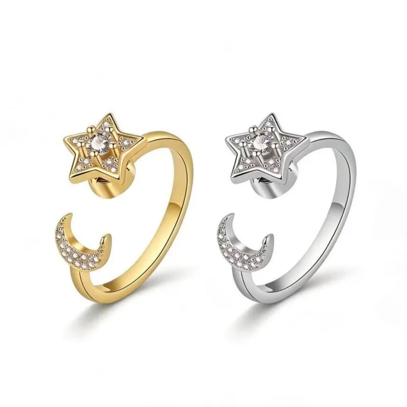 Galaxy Moon & Star Rotating Ring