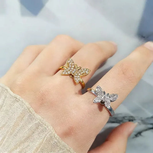 Spinning Butterfly Anxiety Ring