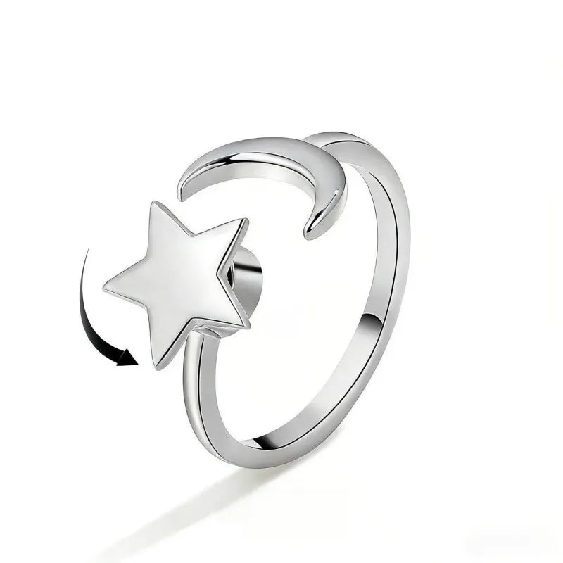 Celestial Moon & Star Spinning Anxiety Ring